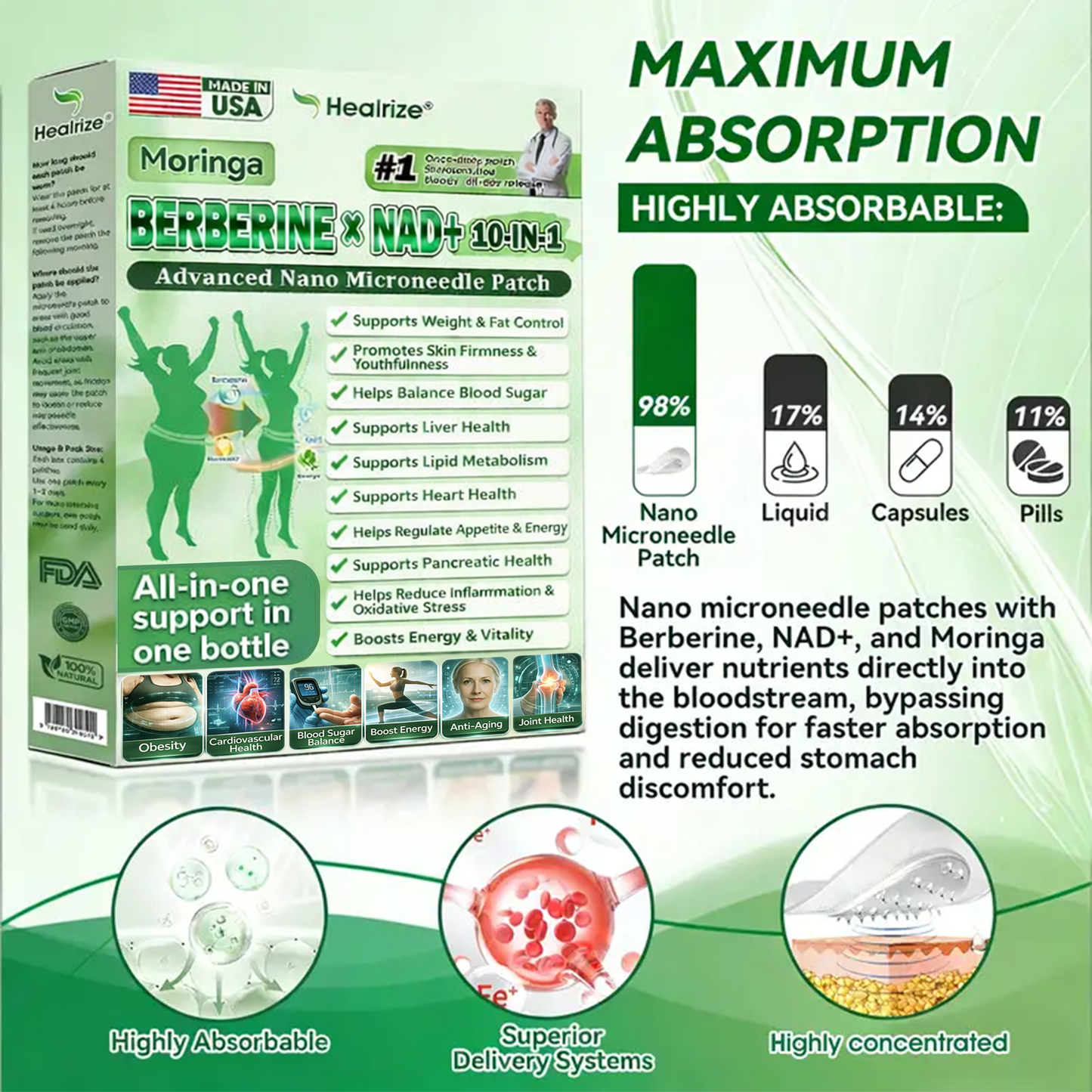 🇺🇸 𝐎𝐟𝐟𝐢𝐜𝐢𝐚𝐥 𝐔𝐒 𝐒𝐭𝐨𝐫𝐞 | 🧑‍⚕️🩺 𝐇𝐞𝐚𝐥𝐫𝐢𝐳𝐞® Moringa · Berberine × NAD+ 𝟏𝟎-𝐢𝐧-𝟏 𝐀𝐝𝐯𝐚𝐧𝐜𝐞𝐝 𝐍𝐚𝐧𝐨 𝐌𝐢𝐜𝐫𝐨𝐧𝐞𝐞𝐝𝐥𝐞 𝐏𝐚𝐭𝐜𝐡 🔥🔥🔥🔥