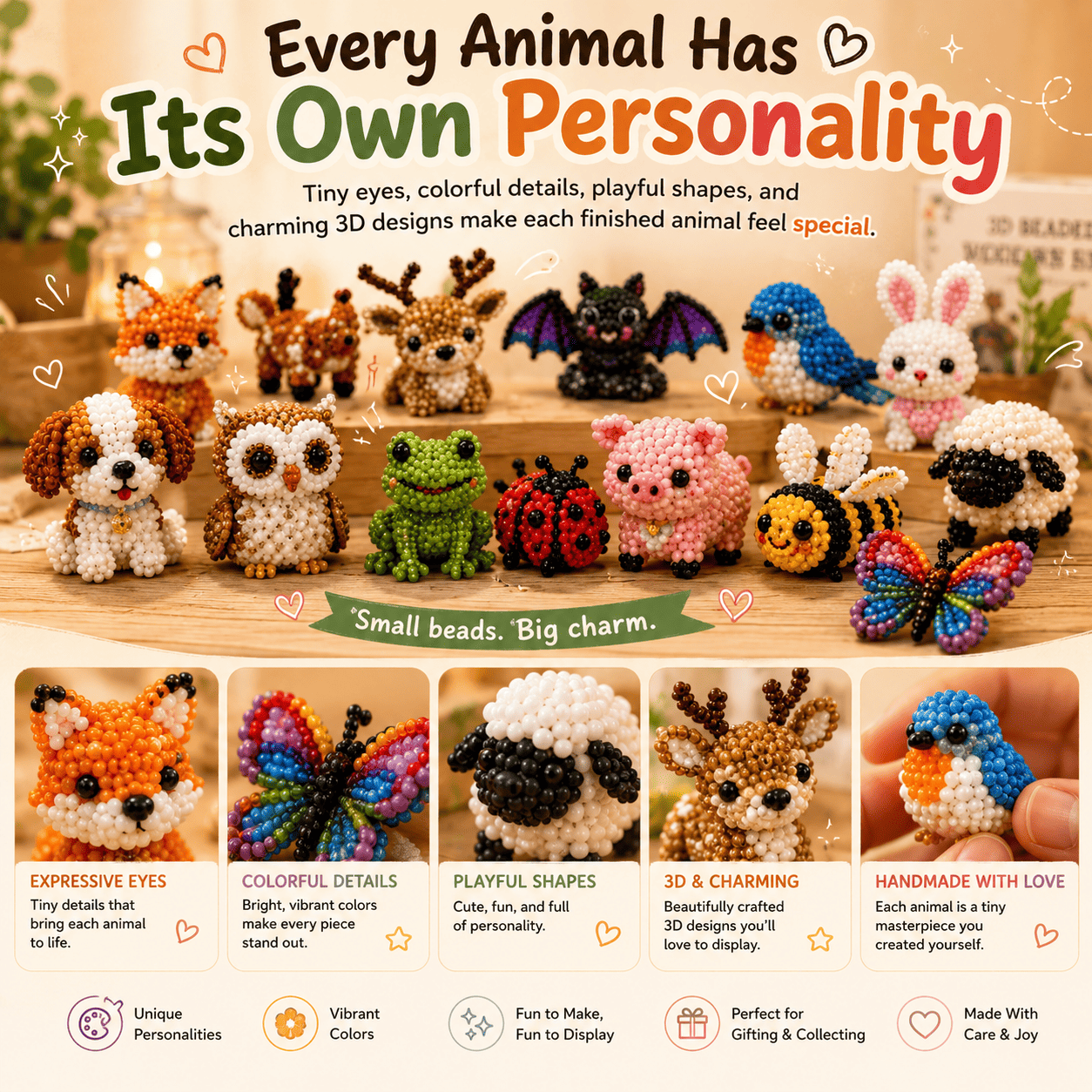 🎁😍 Today Only Save 70% OFF — 🐮Turn Tiny Beads Into Adorable Animals 🐸You'll Be Proud To Display 🐦✨